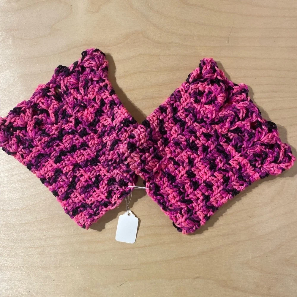 Pink and Black Crochet Boot Toppers (OT)